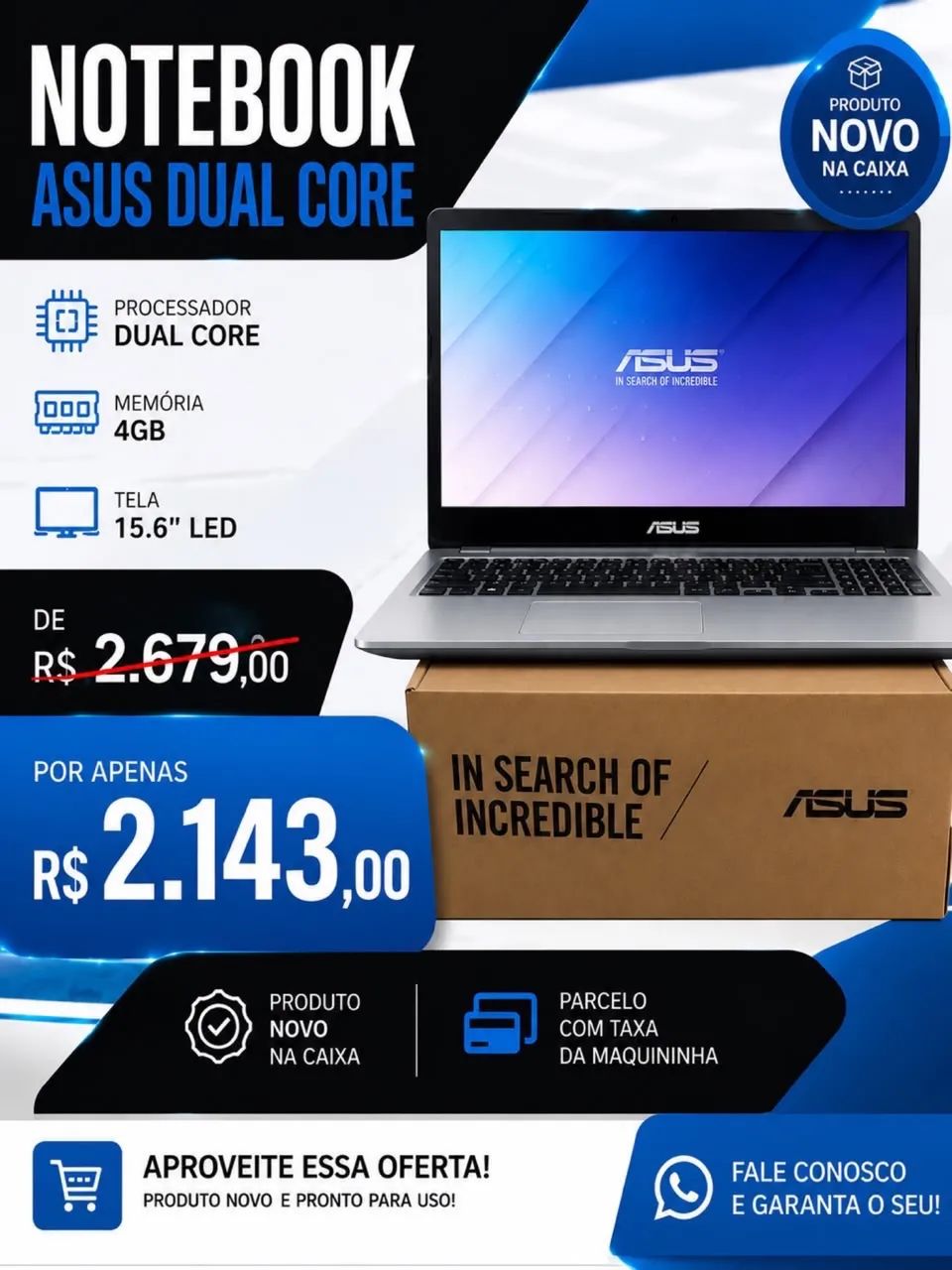 Notebook Asus Dual Core Novo