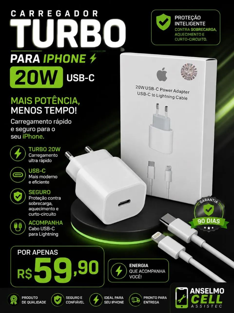 Carregador Turbo Apple 20W 