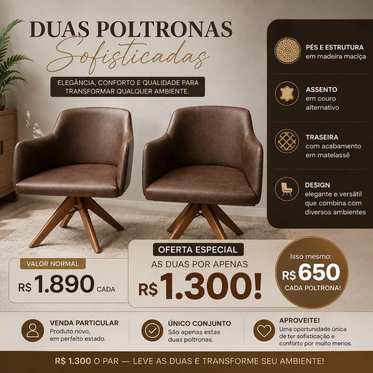 2 poltronas decorativas 