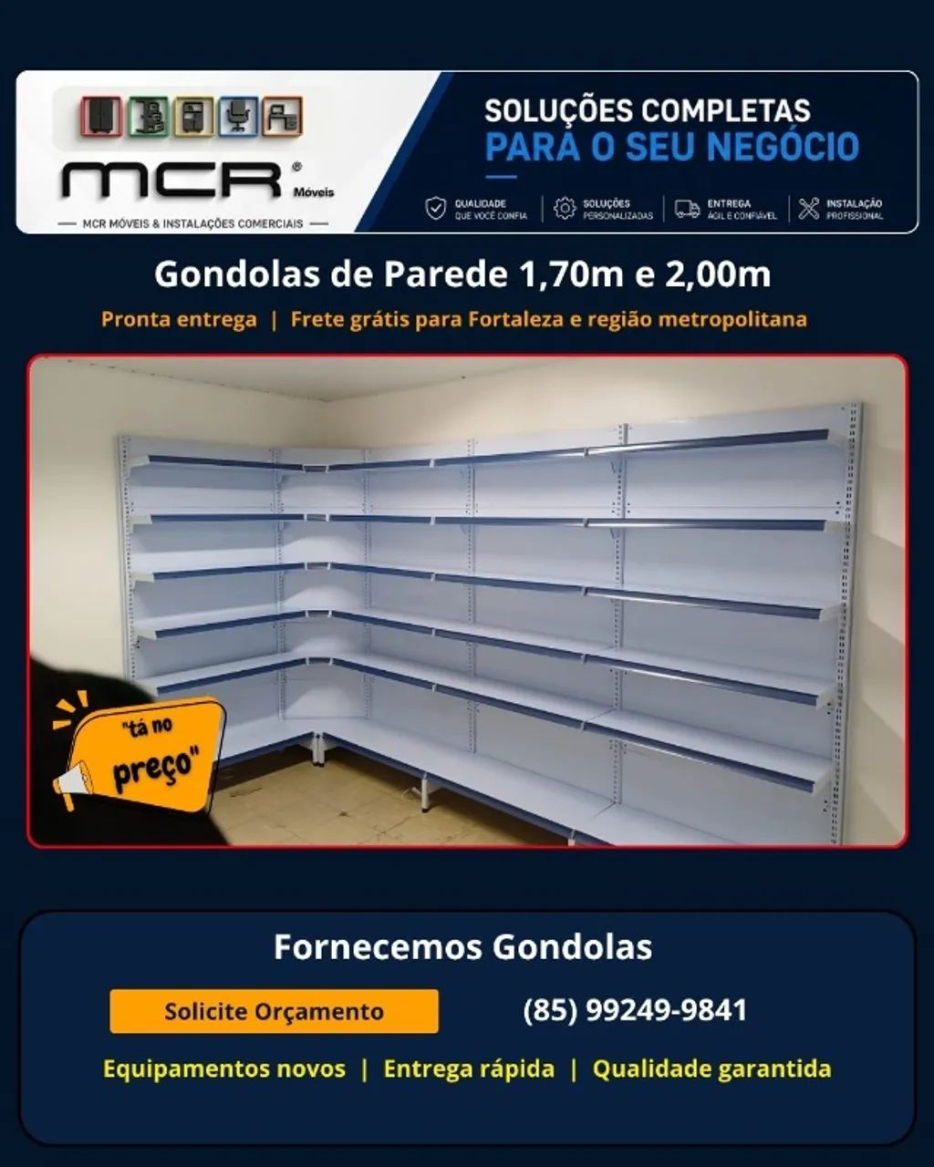 Gôndolas comerciais para quem deseja montar, ampliar ou modernizar seu estabelecimento.