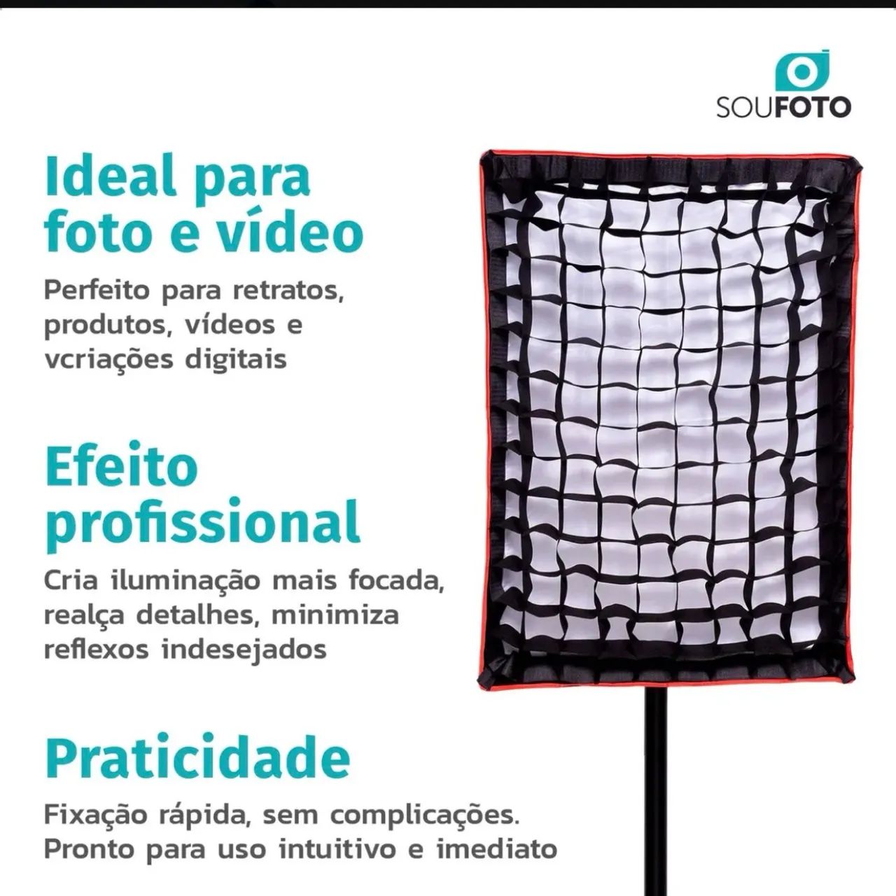 Grid 50x70cm para Softbox, Retangular com Velcro Bowens - Foto 3