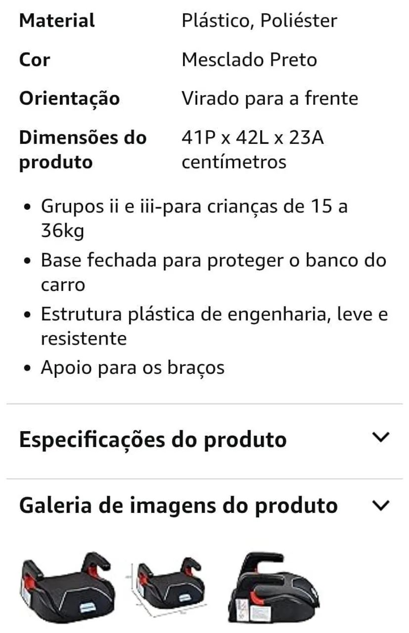 Assento para criança de carro 