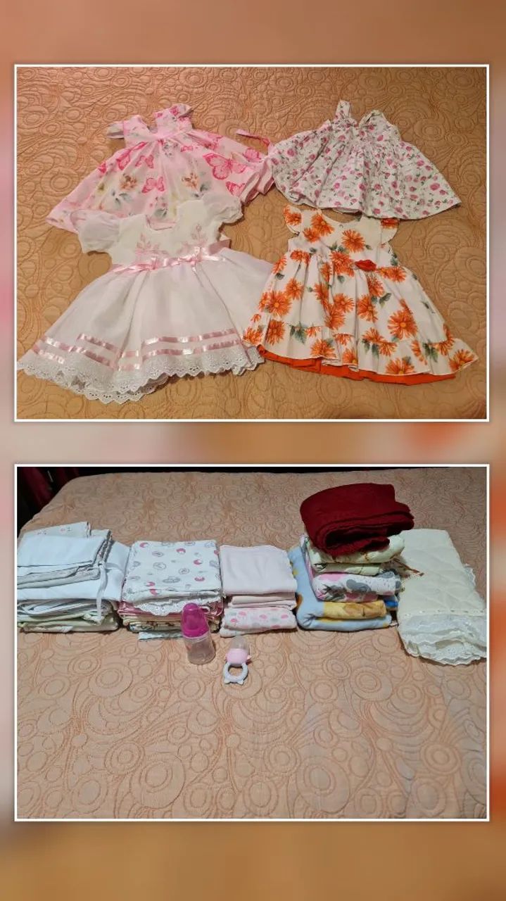 Lote de enchoval + vestidos de bebê ( menina ) 