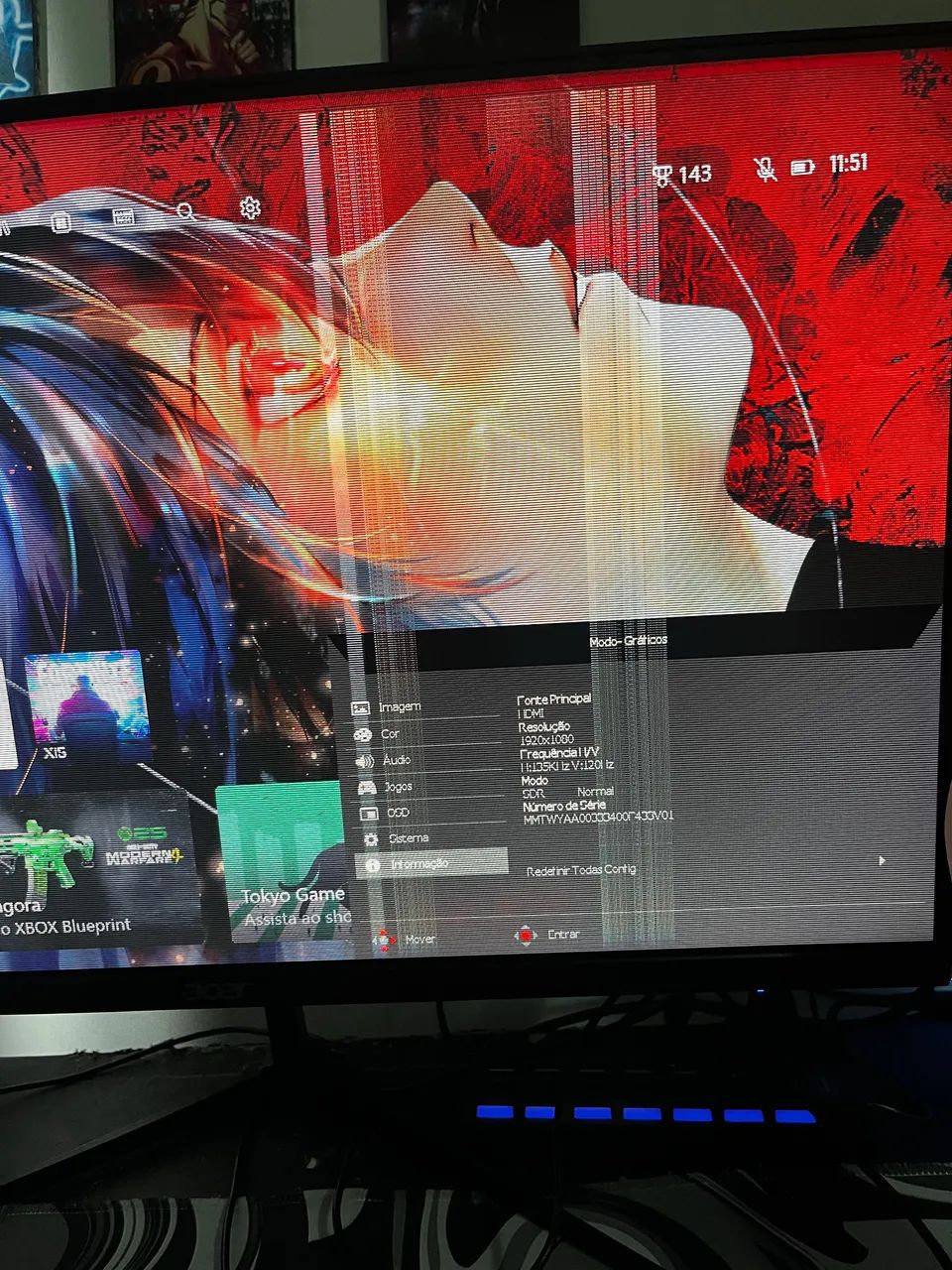 Monitor gamer acer nitro 24 polegadas 120hz (com avaria) - Foto 5