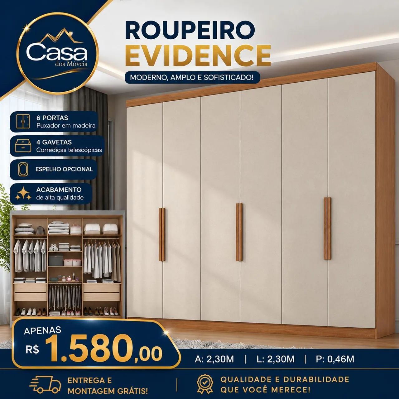 Guarda roupa 2.30m - Entregamos e montamos 