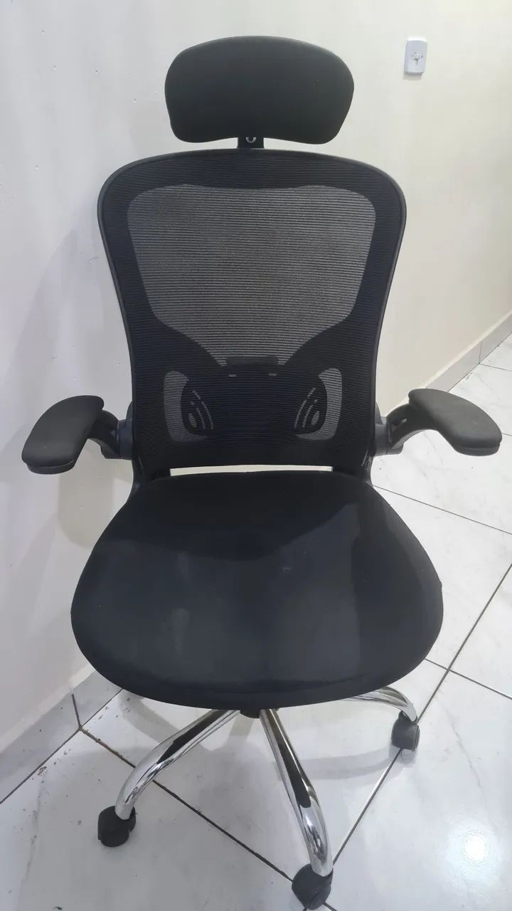 Cadeira de Escritório Ergonômica giratória com encosto para braço e cabeça 