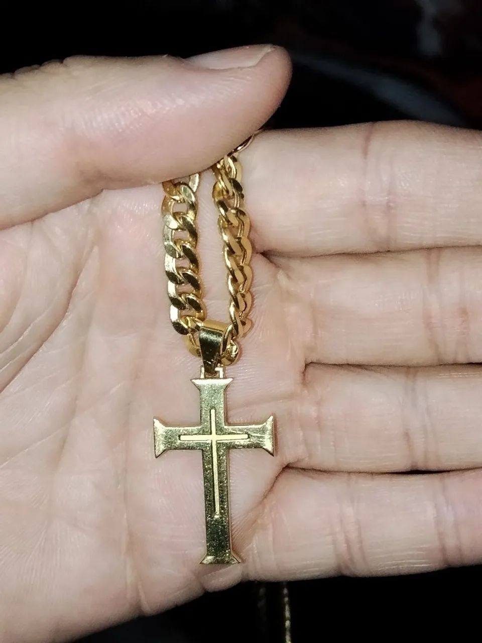 Corrente grossa com pingente em ouro 18 k - Foto 4