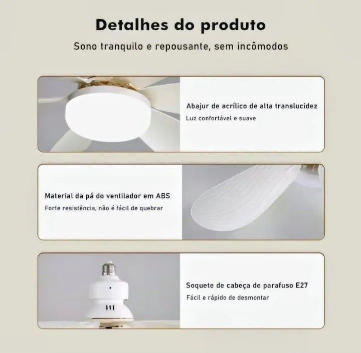 Mini Ventilador de teto / Lâmpada Led - Potência 60W - Foto 5