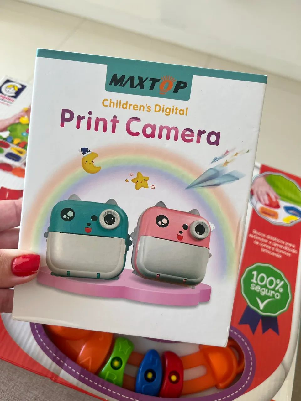 Câmera infantil com impressão de foto