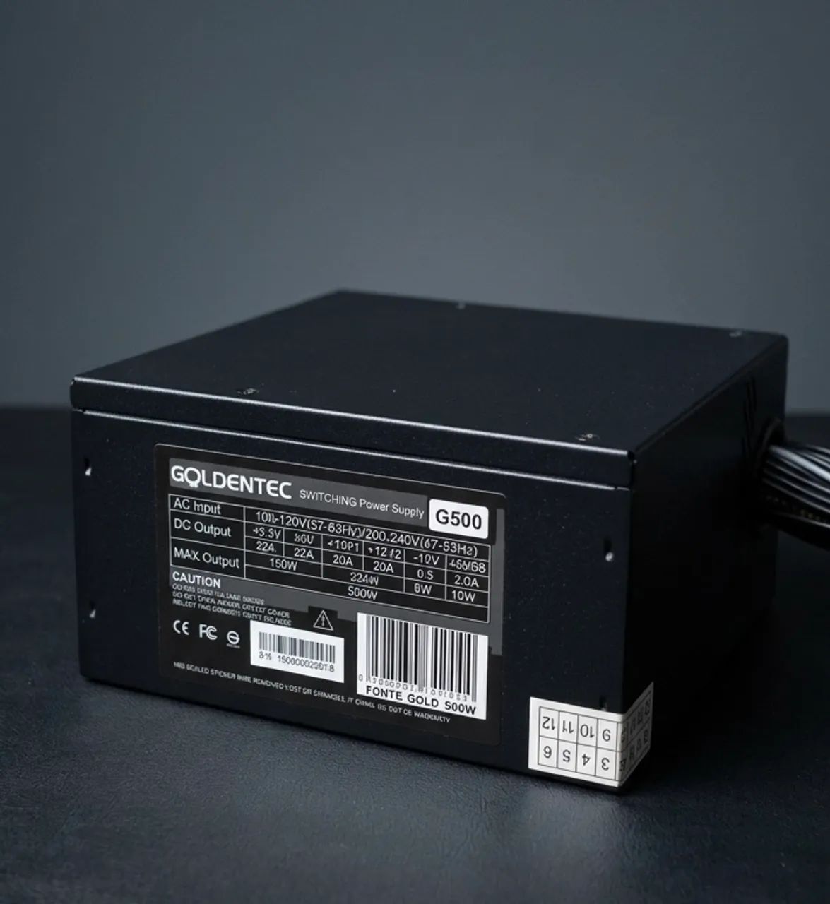 Fonte Goldentec G500 500W Real - Conector de 20+4 e 4 Pinos - Testada e Funcionando