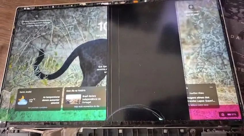 Tela com defeito para notebook