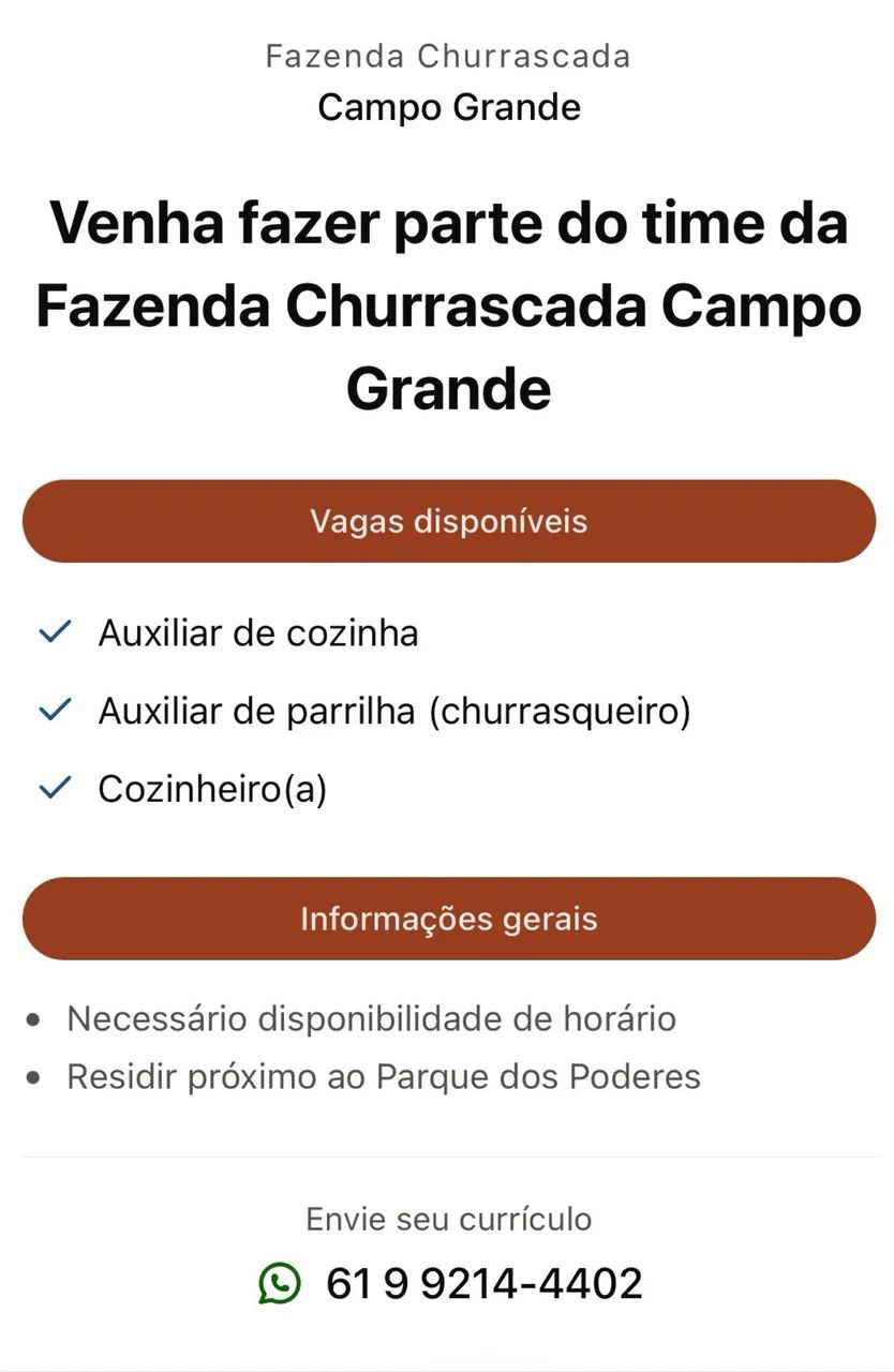 Vagas disponíveis 