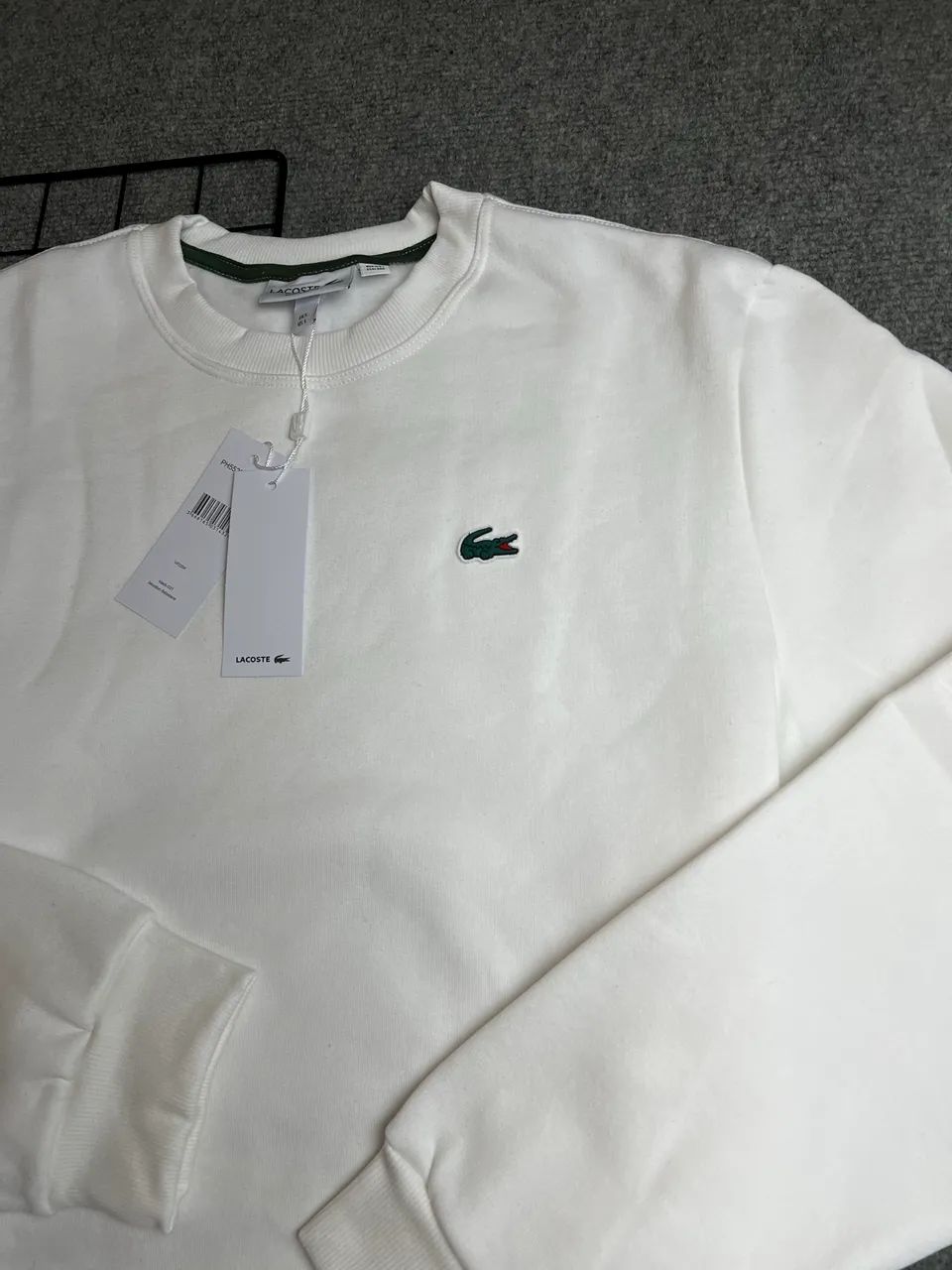 Moletom Lacoste Básico Crocodilo Branco - Foto 3