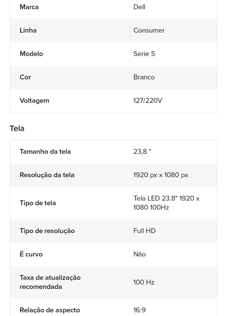 Monitor Dell 24 Polegadas S2425h Branco - Foto 2