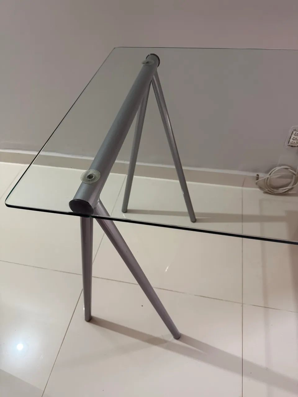 Mesa escritório vidro e metal - Foto 2
