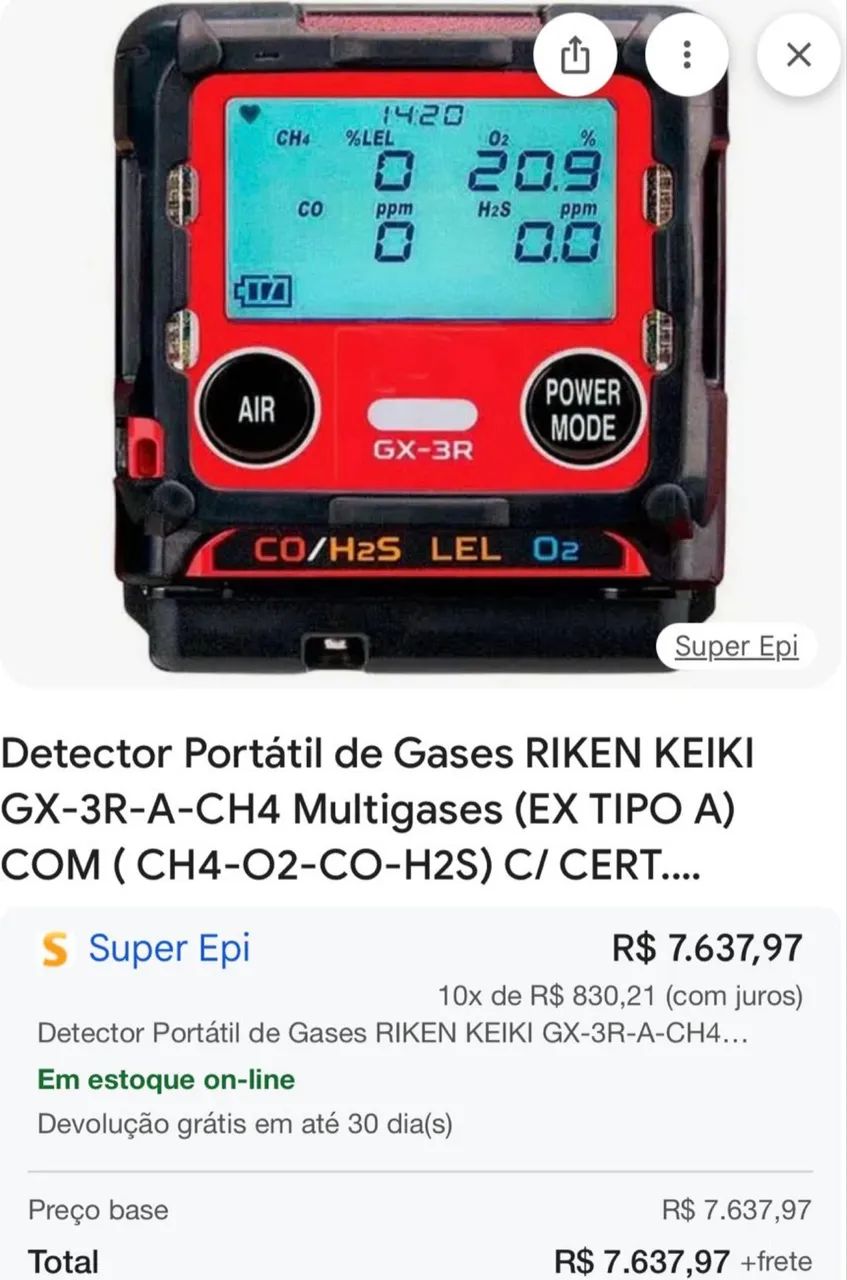 Vendo Detector de gás (4 gases) Riken Keiki GX-3R - Ferramentas de