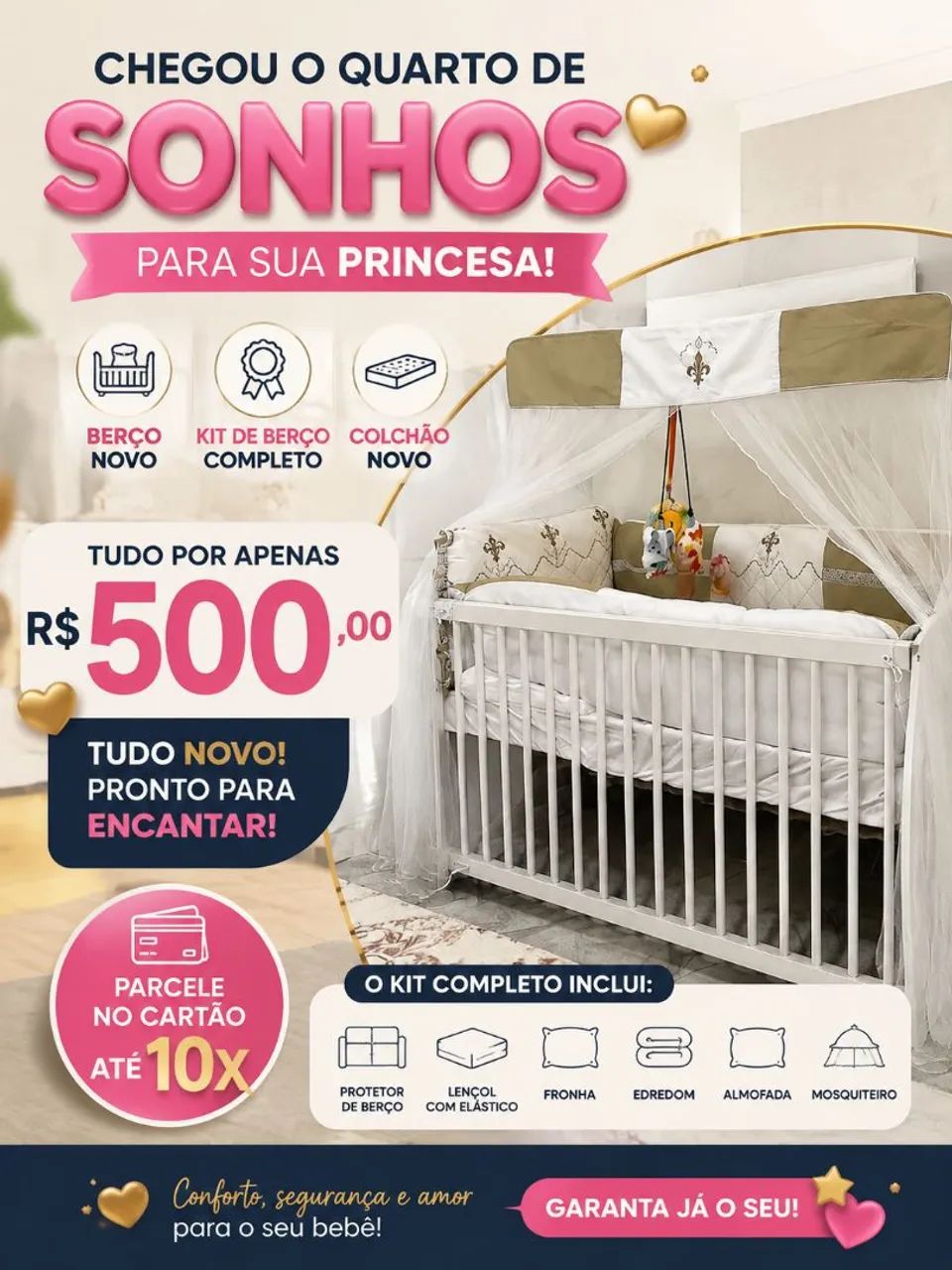 Berço e kit de berço completo 