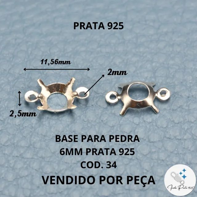 Base Pingente Prata 925 com Argola para Pedra- VENDA ATACADO - Foto 3