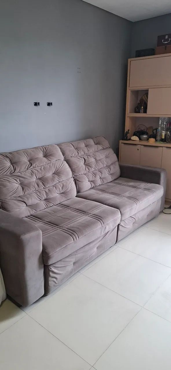 Sofá cama tecido suede