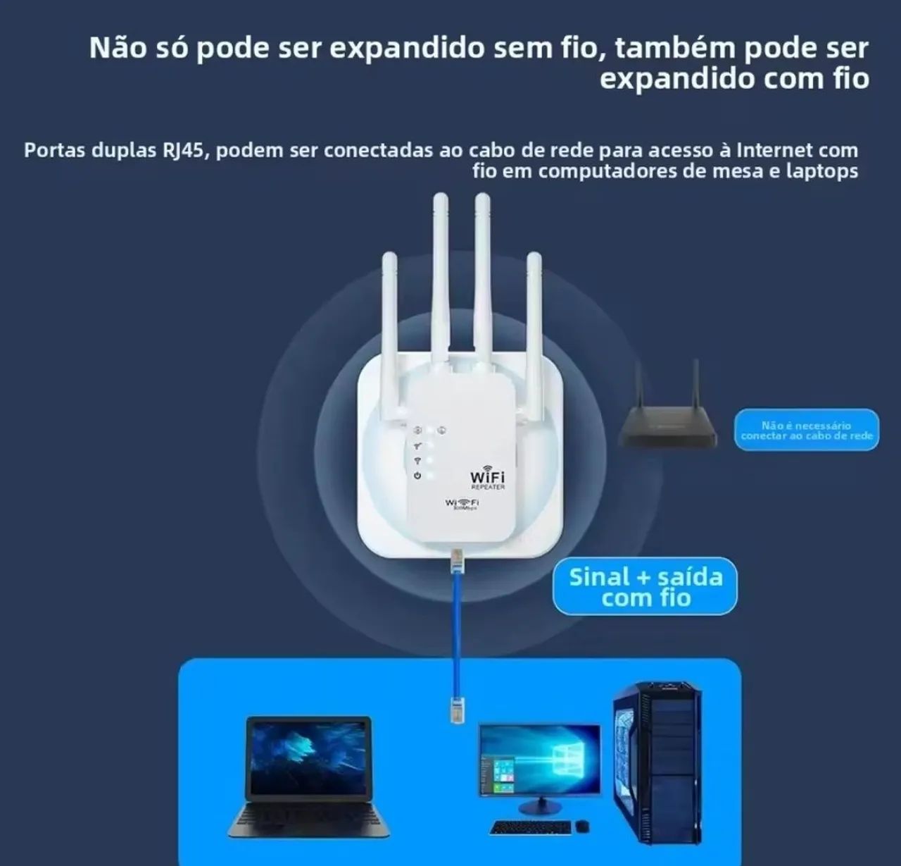 Repetidor Wi-Fi com 4 antenas - Foto 4