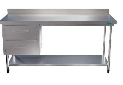 Mesa Bancada Em Aço Inox com Duas Gavetas e Prateleira - Foto 2