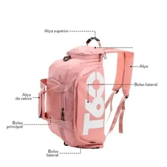 Bolsa esportiva T60 - Rosa Claro  - Foto 2