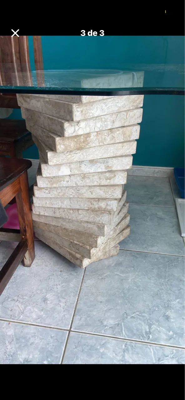 Linda mesa de vidro e pés de mármore  - Foto 5