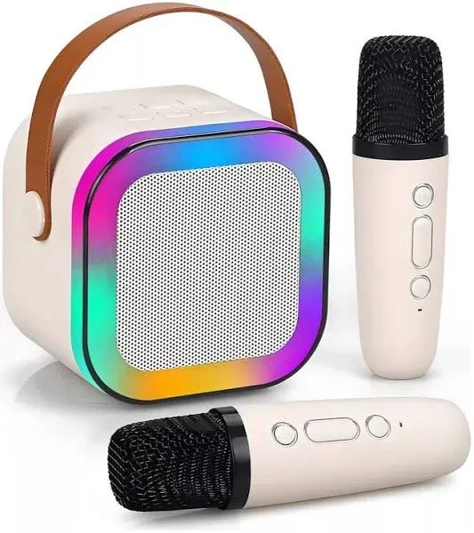 Caixa De Som Rgb Karaokê Bluetooth Com 2 Microfones K12