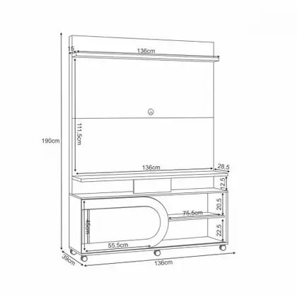 Home P/TVs Até 55 Polegadas 1.36M C/Rodizios. Produtos Novos Direto de Fábrica. - Foto 4
