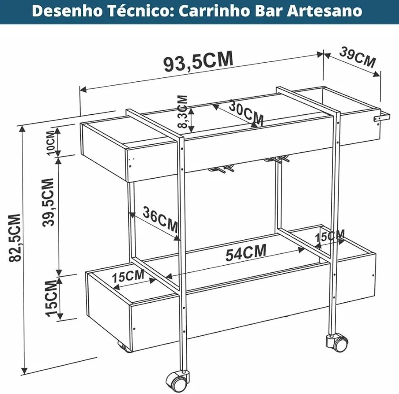 Bar Steel Vermont Carrinho - Foto 3