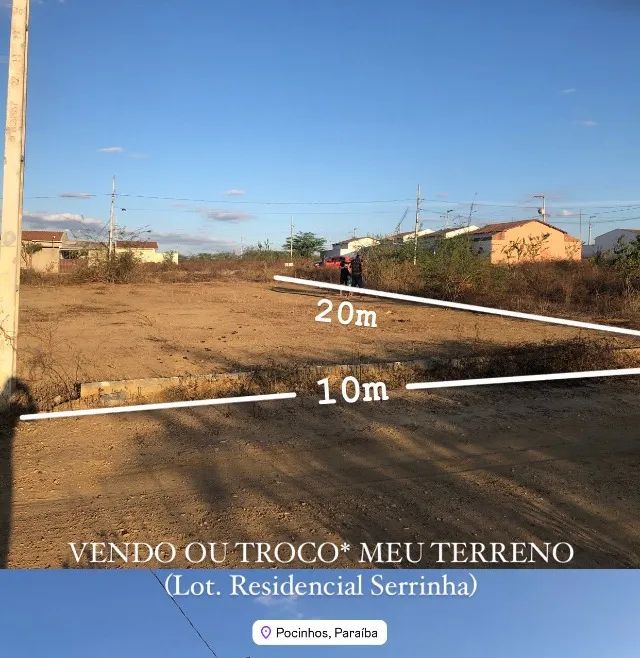 Terreno 10x20 (200m²) - Pocinhos/PB