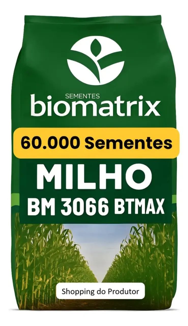 Semente de milho híbrido BM 3066 BTMAX Biomatrix - 60.000 sementes - Ceasa