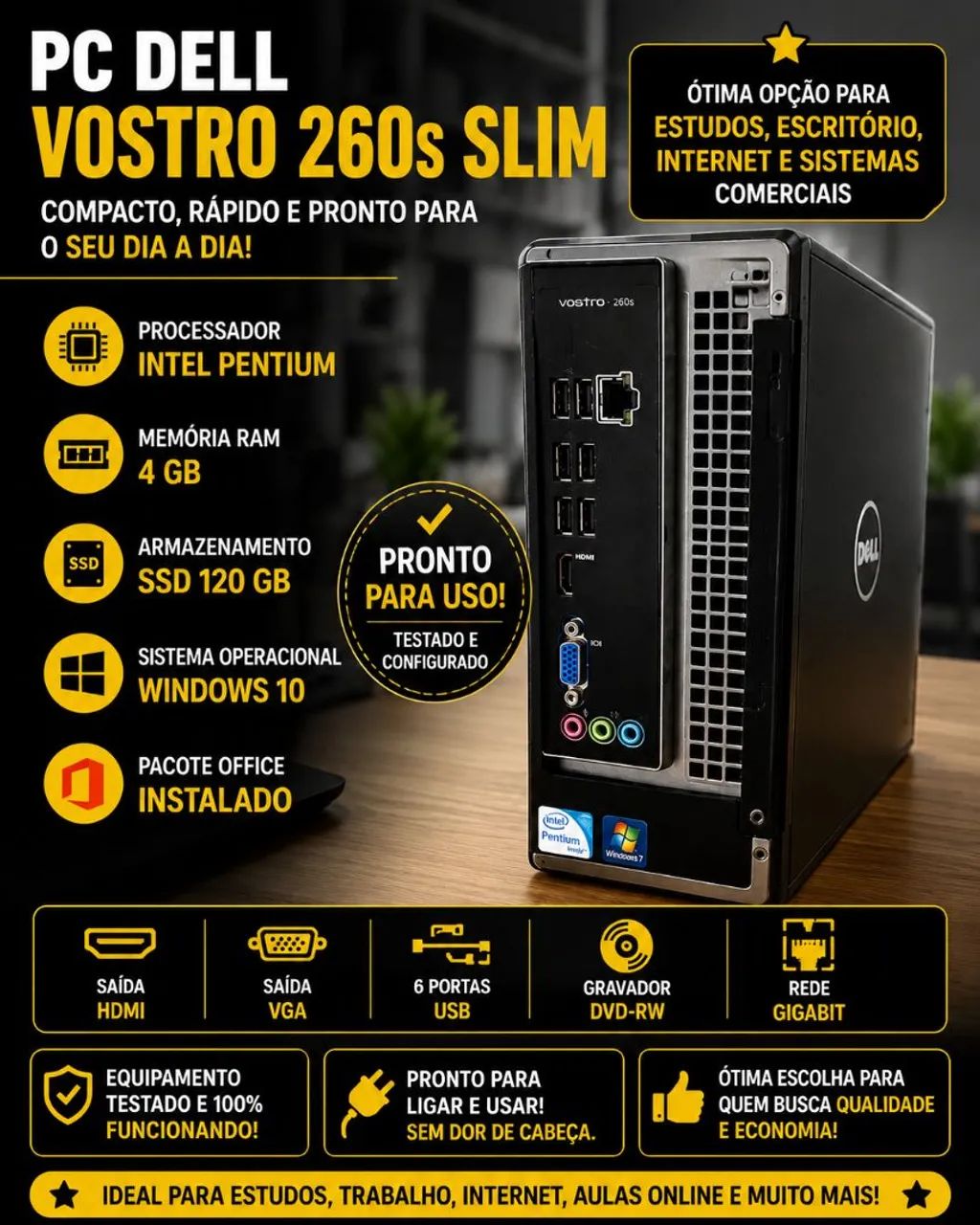 CPU Dell Vostro 260s Slim | Intel Pentium | Ideal para Escritório e Estudos - Foto 4