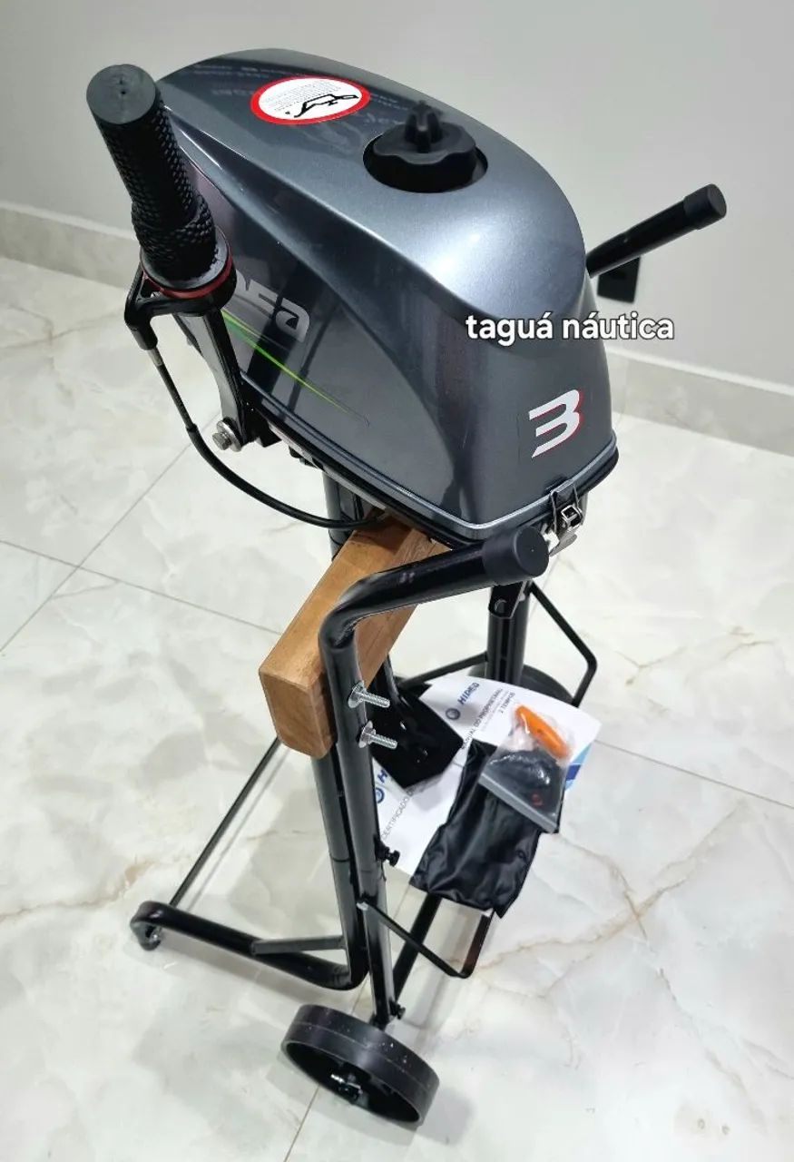 Motor Hidea 3hp 2T Pra Caiaques e Barcos 3 Anos Promoção Brinde Carrinho De Transporte - Foto 4