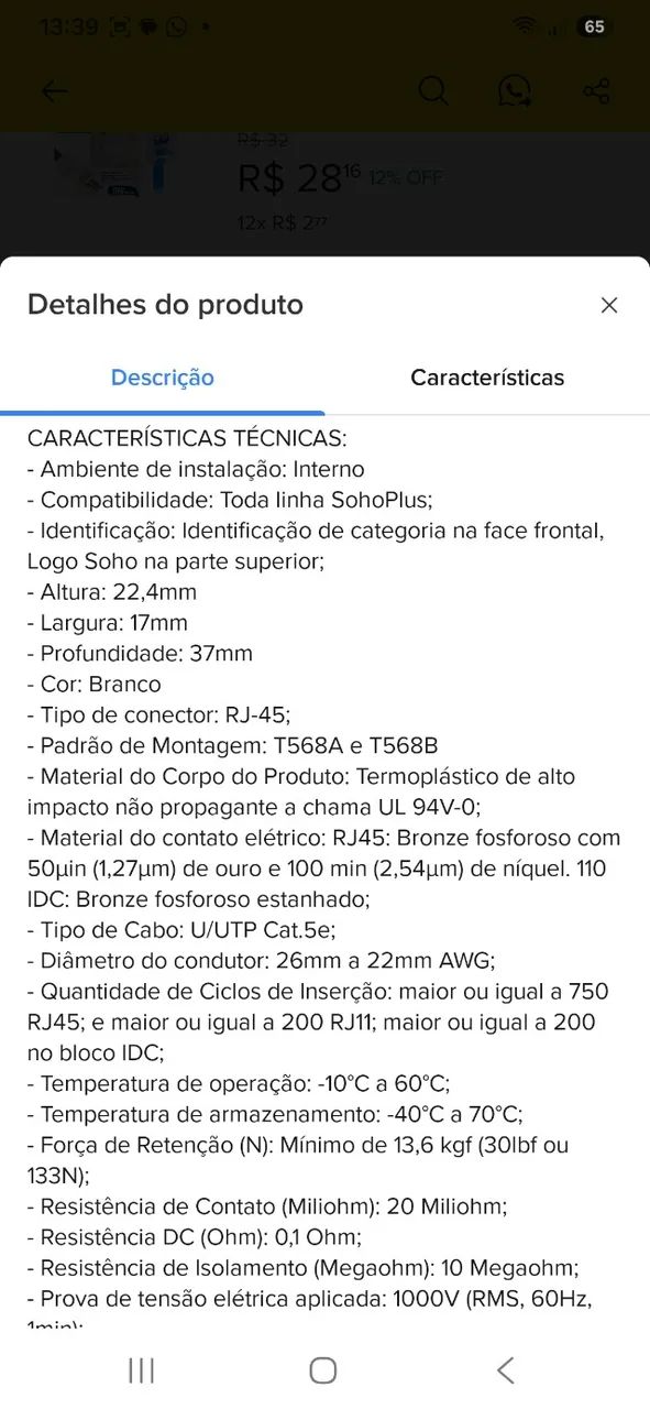 Conector keystone T568A/B SOHO PLUS fêmea  - Foto 5