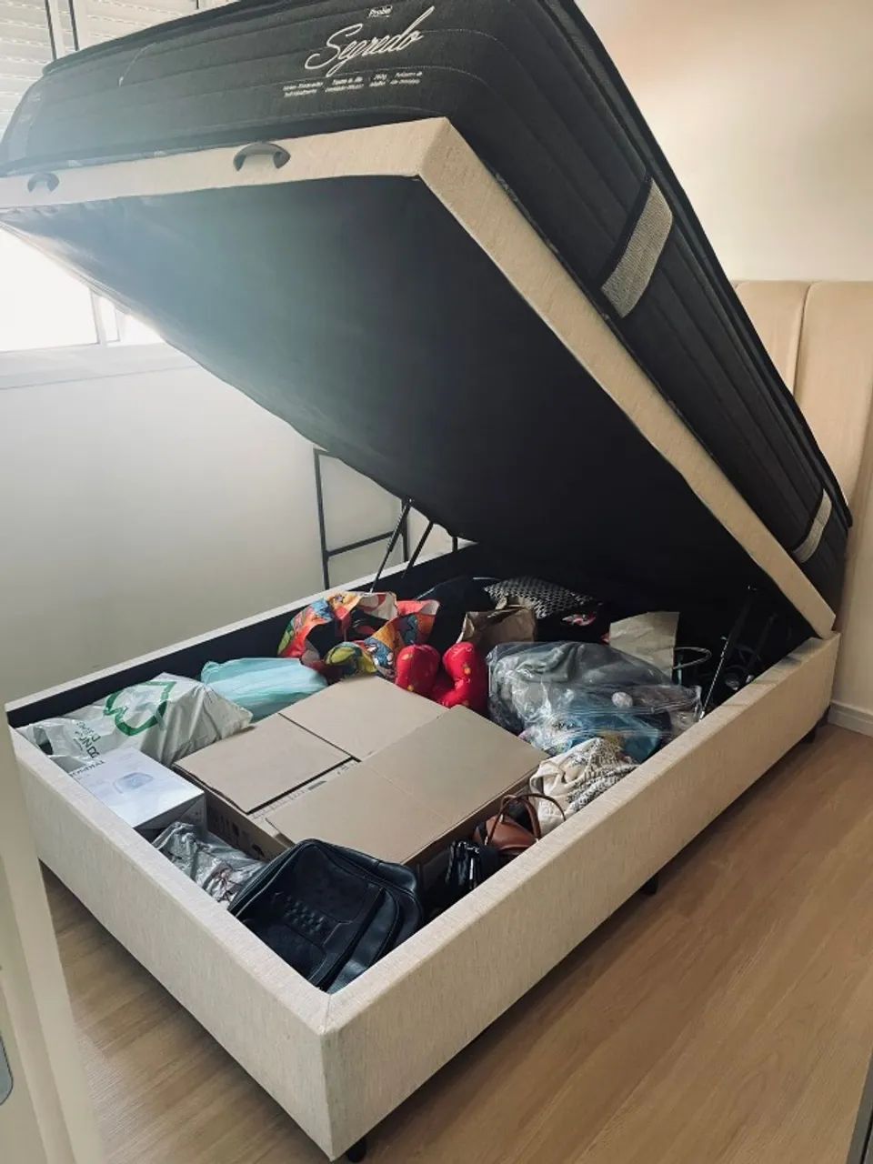 CAMA DE CASAL COM BAÚ COM COLCHÃO E CABECEIRA - Foto 3