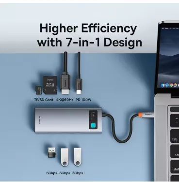 Hub Baseus HDMI 7 em 1, Carregamento Turbo, USB - Foto 2