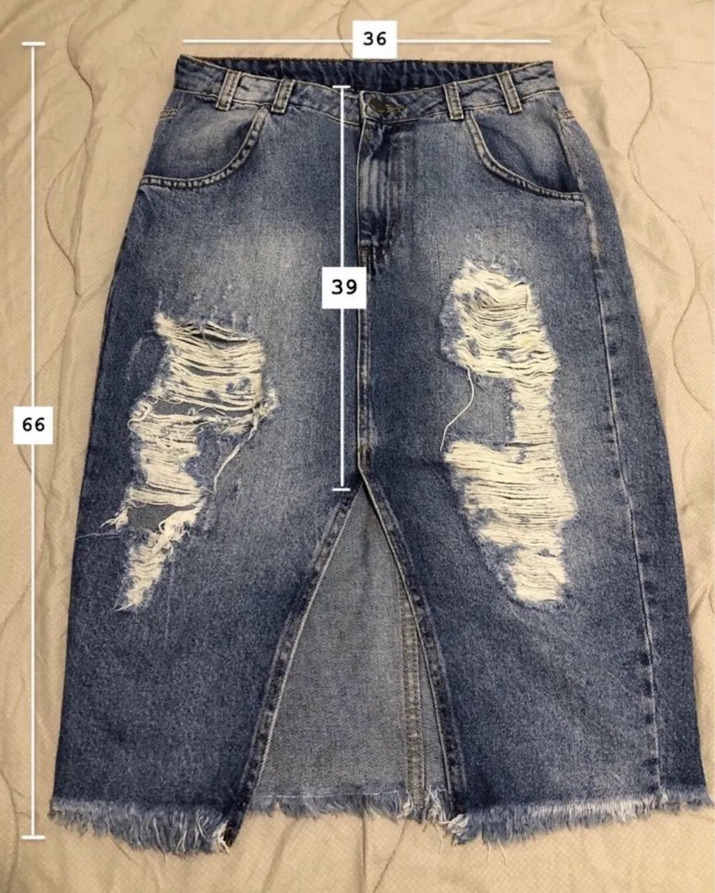 saia midi jeans rosa chá  - Foto 2