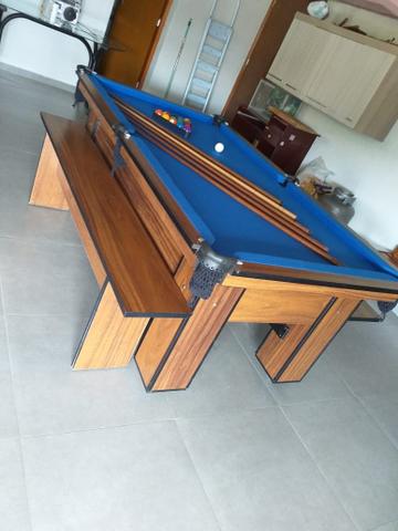 Mesa de Sinuca Maciça Tecido Azul Modelo MAG4456