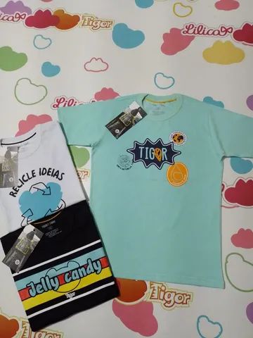 Camiseta Infantil Tigor Varias Estampas Tamanho 2 ao 12
