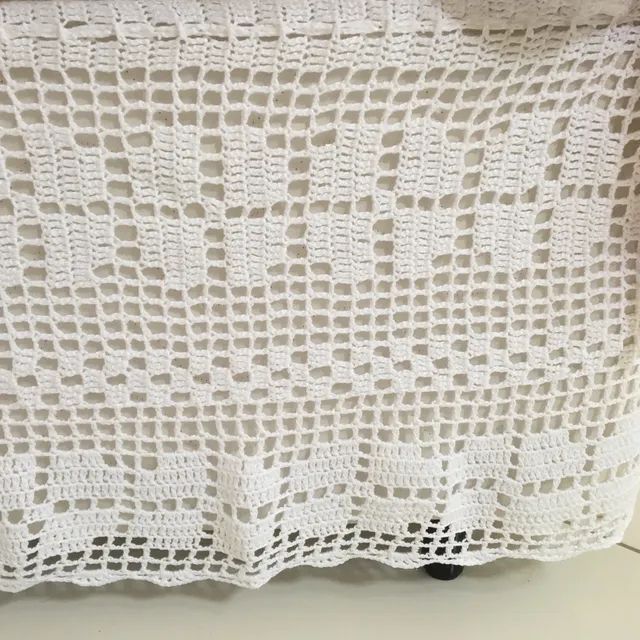 Saia crochê p/ cama box solteiro - Foto 2