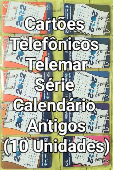 10 Cartões Telefônicos Telemar Série Calendário Antigos