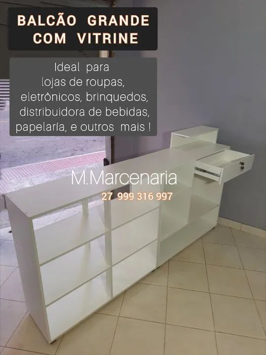 BALCÃO GRANDE NOVO COM VITRINE - Foto 2