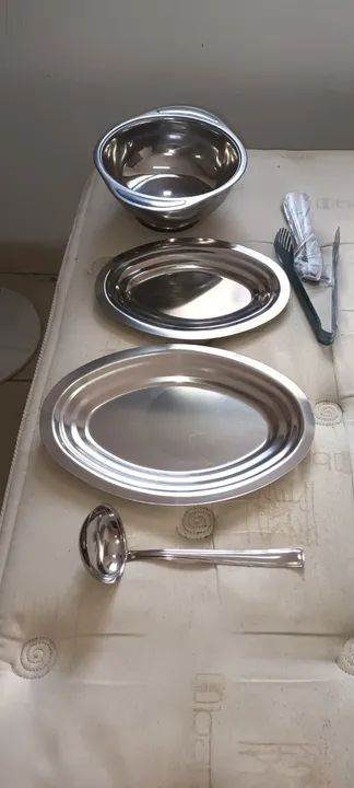 Conjunto Tigela e Saladeira de inox. 14 Peças.