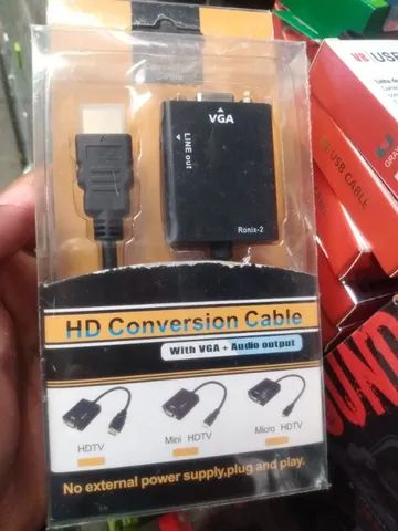 Adaptador Hdmi Para Vga Com Áudio P2 Conversor De Vídeo - Foto 6