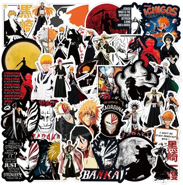 Kit 50 Adesivos de Bleach - Ichigo Kurosaki - Autocolantes Pcs Peças Unidades - Foto 3