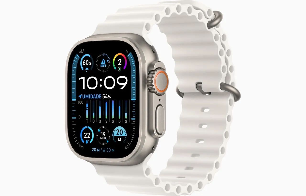 Apple Watch Ultra (GPS+Cellular 49mm) Caixa de Titânio Pulseira Oceano Branca