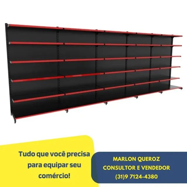 Gondola de Parede Preta 6 Bandejas Polar Nova