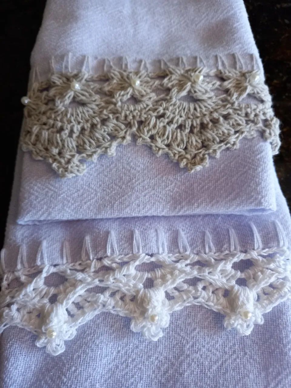 Panos de prato com acabamento em crochê. - Foto 5