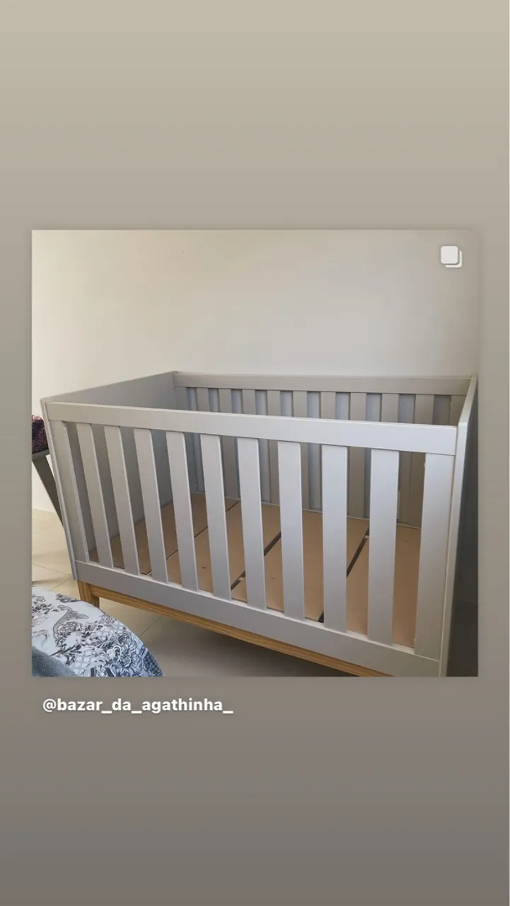 Berço Reller Clássico Cinza Moderno para Bebê